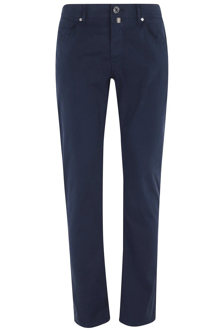 Jacob Cohen Blue Slim Bard Five-Pocket Cotton-Blend Pants
