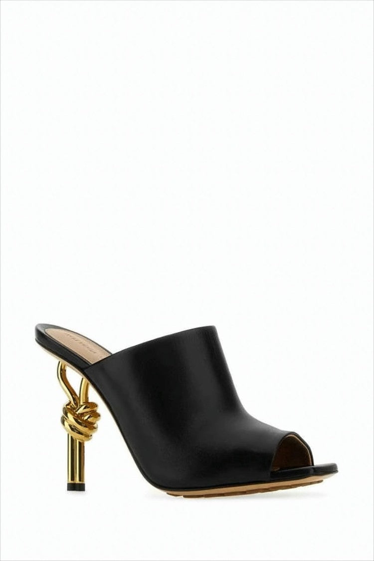 Bottega Veneta Black Peep-Toe Mules With Sculptural Knot Heel