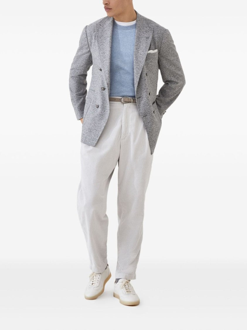Brunello Cucinelli Light Blue Cashmere Sweater With Crew Neck