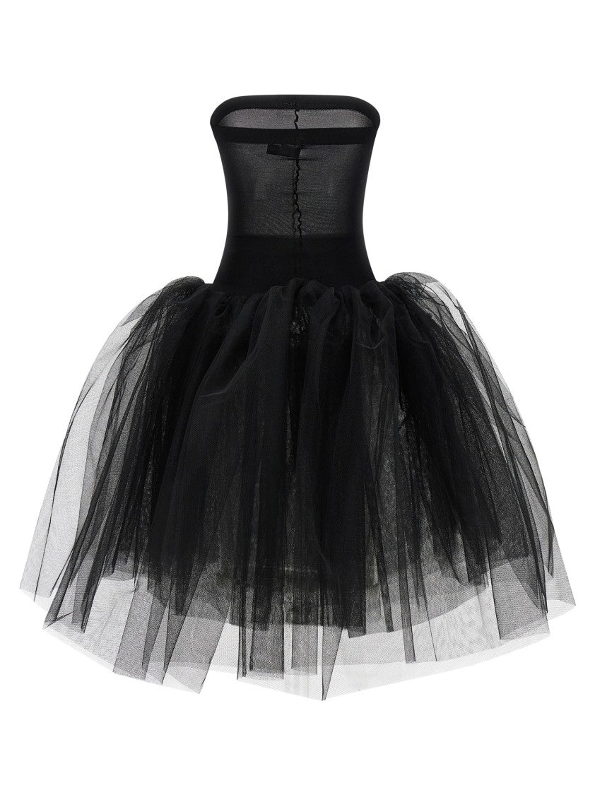 Junya Watanabe Structured Tulle Midi Dress With Off-The-Shoulder Design