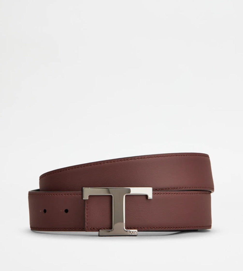 Tod's Dark Bordeaux New T Belt P.35