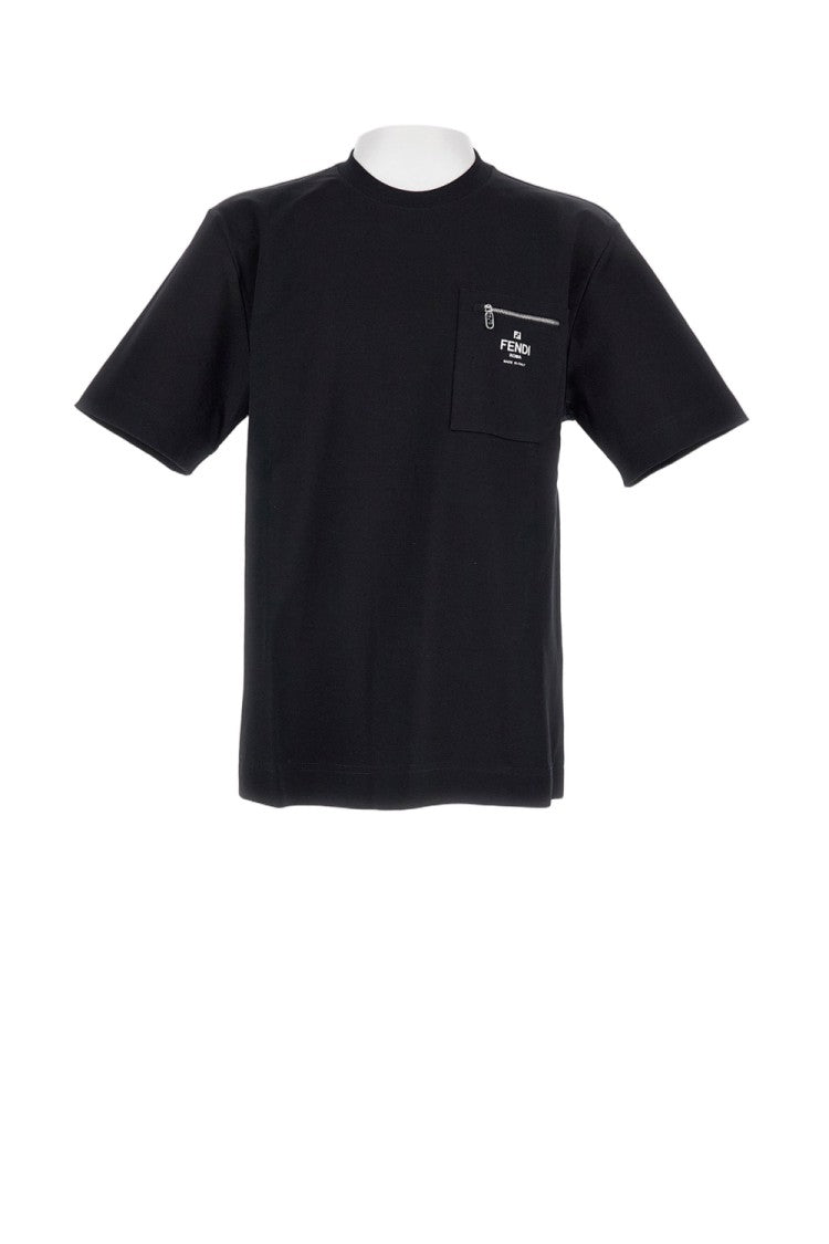 Fendi Minimalist Black Cotton T-Shirt