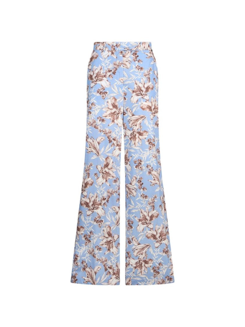 Liu Jo Wave Blue Floral Print Wide-Leg Pants