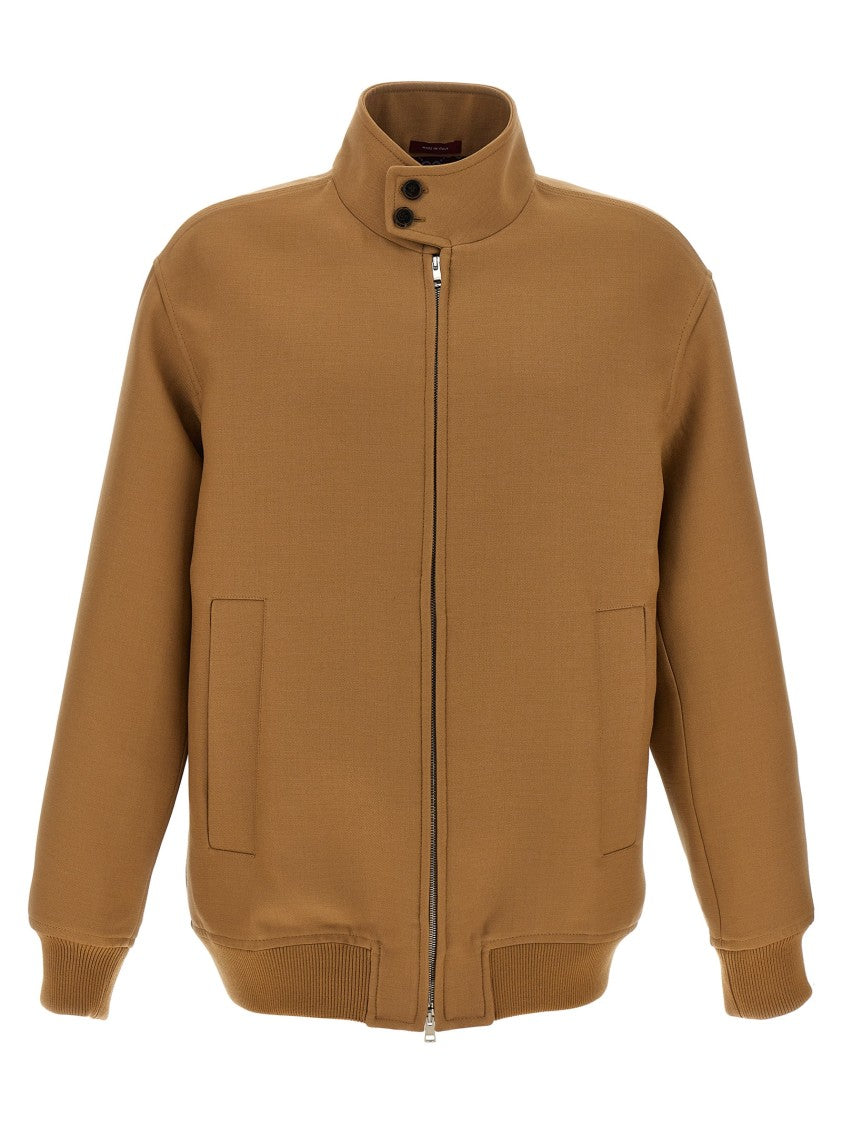 Gucci Stretch Ribbed Knit Wool Jacket With Gg Monogram Lining