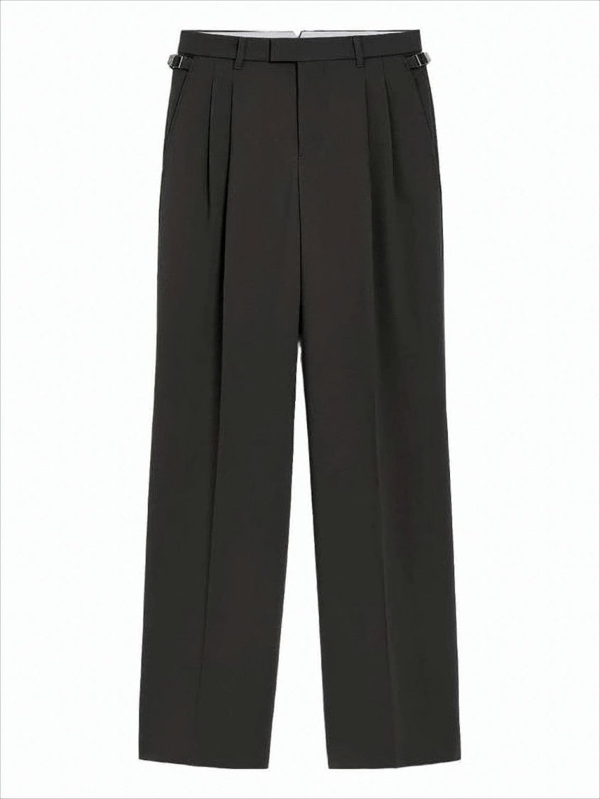 Ami Tailored Black Straight-Leg Pants With Front Pleats