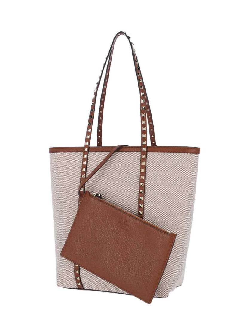 Valentino Garavani "Rockstud" Tote Bag – Beige