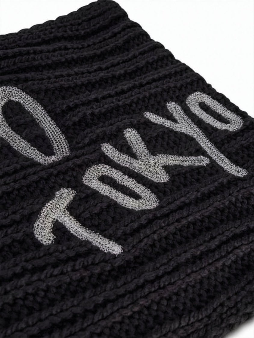 Y-3 Ribbed Black Knitted Scarf