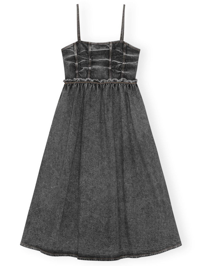 Ganni Stretch Future Denim Strap Midi Dress