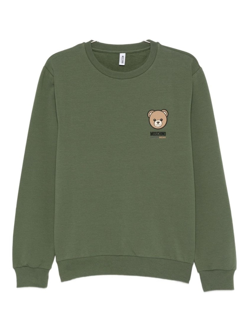 Moschino Green Teddy Bear Motif Round Sweater