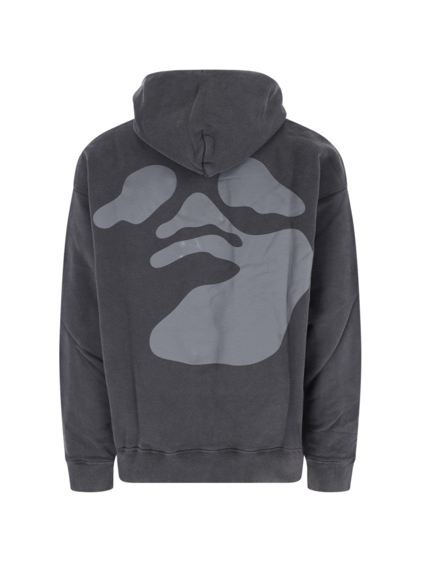 Off-White Swimming Face Black Hooded Cotton Sweatshirt