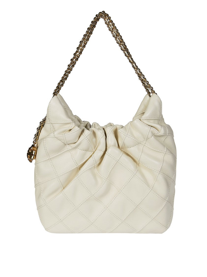 Tory Burch White Fleming Mini Quilted Handbag