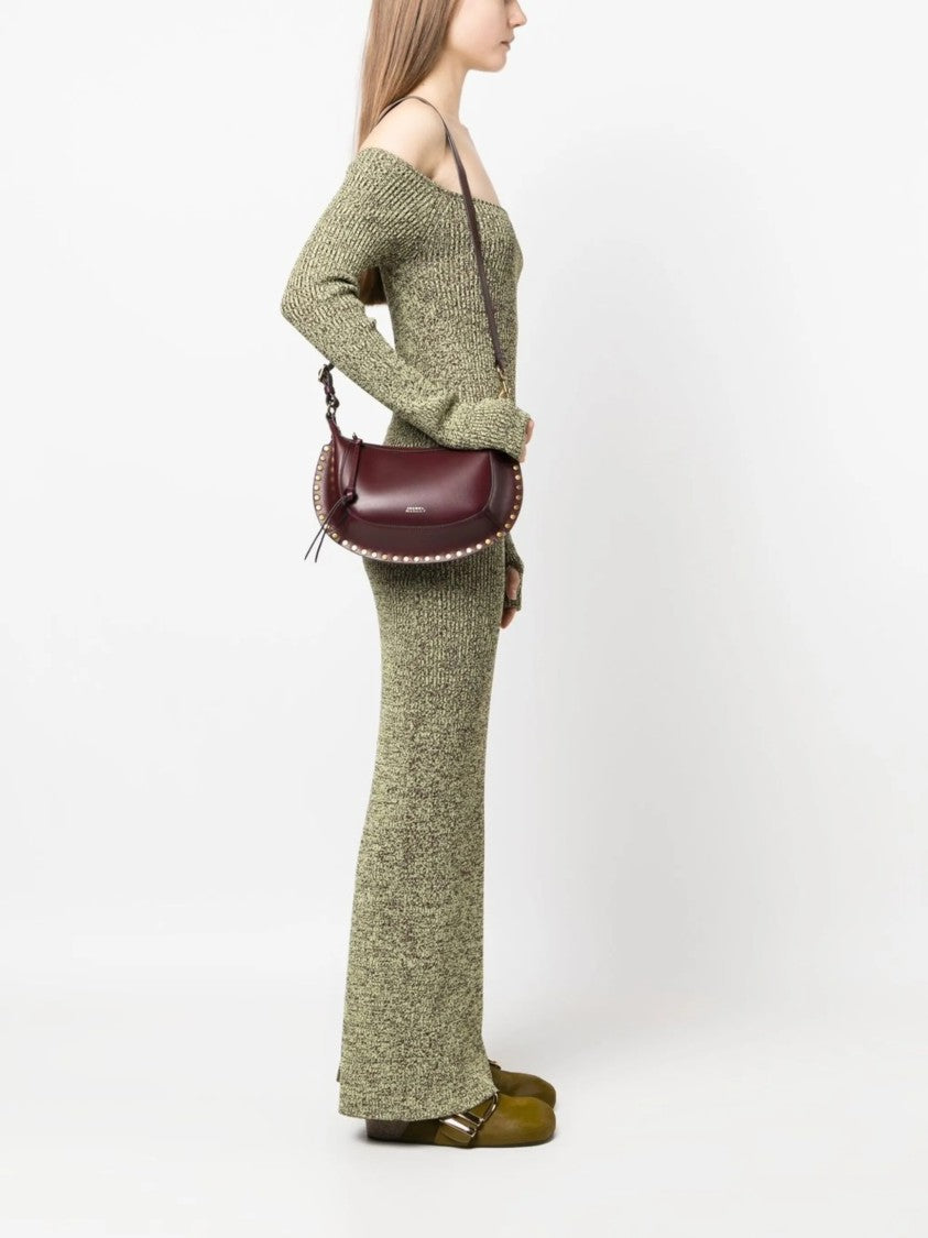 Isabel Marant Crescent-Shaped Burgundy Calf Leather Shoulder Bag