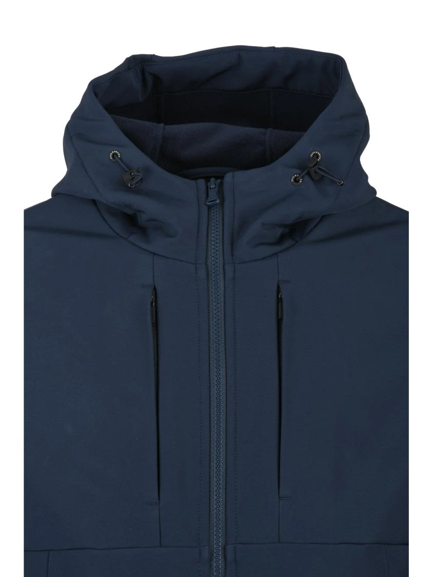 Paul & Shark Softshell Fleece Jacket With Adjustable Hood And Zippered Pockets