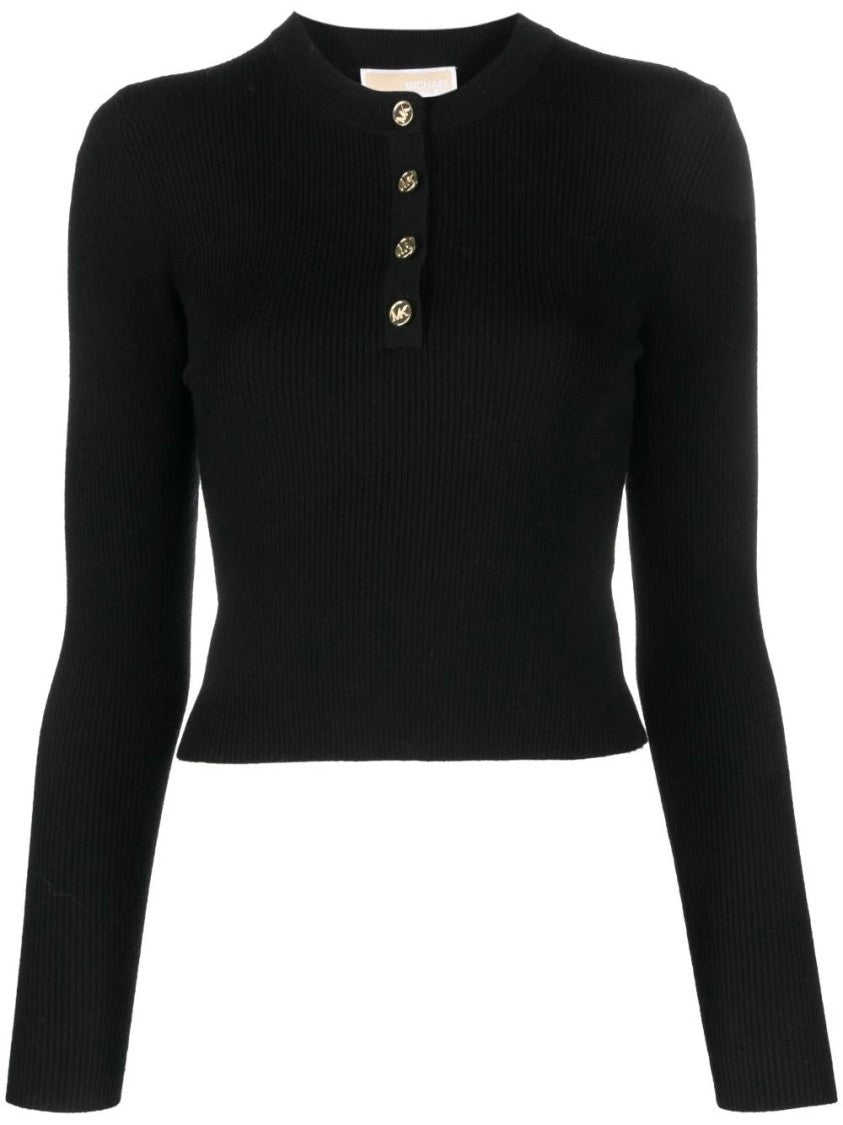 Michael Kors Merino Ribed Butn Sweater
