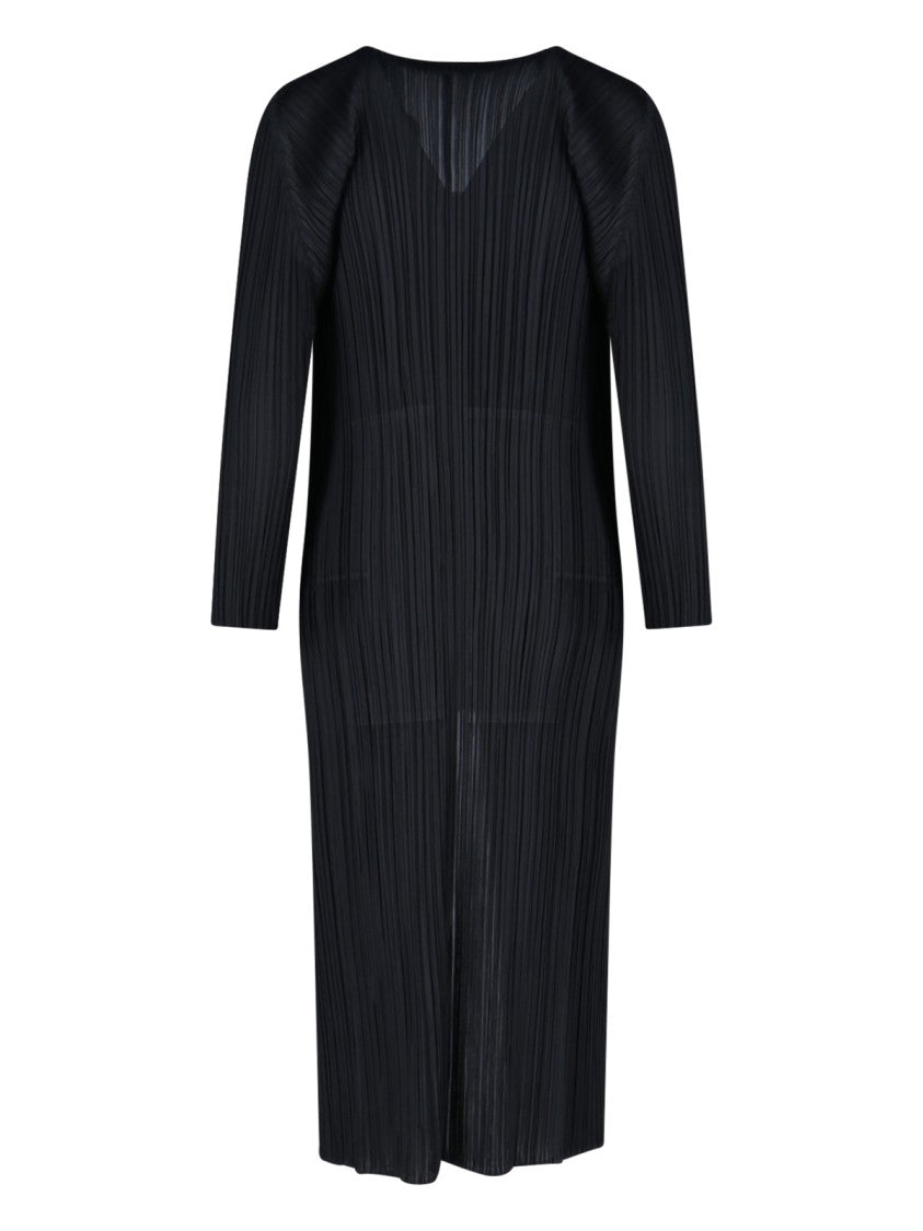 Pleats Please Minimalist Black Jacket With Classic Cut And Zipper Closure
