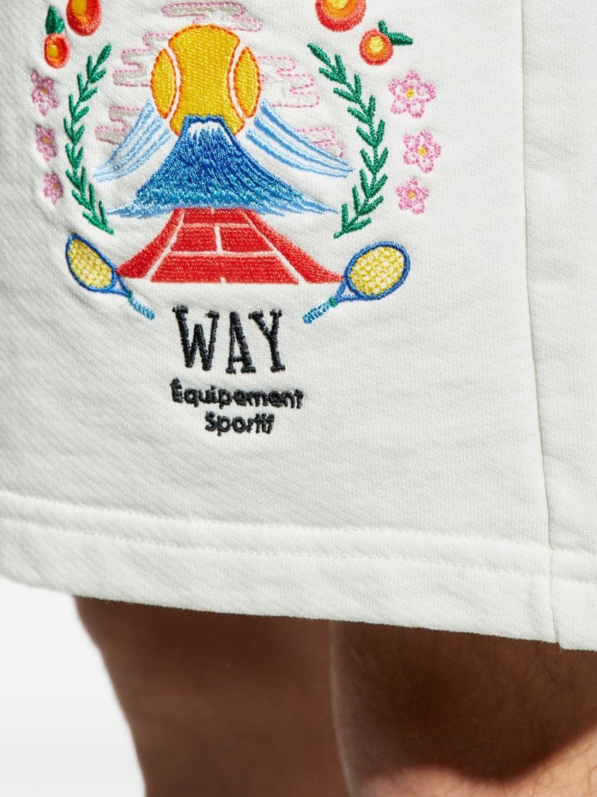 Casablanca Relaxed Fit White Cotton Shorts