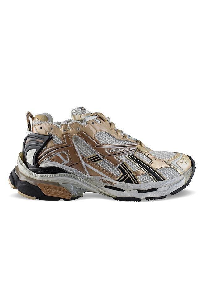 Balenciaga Beige Mesh Nylon Runner Sneakers