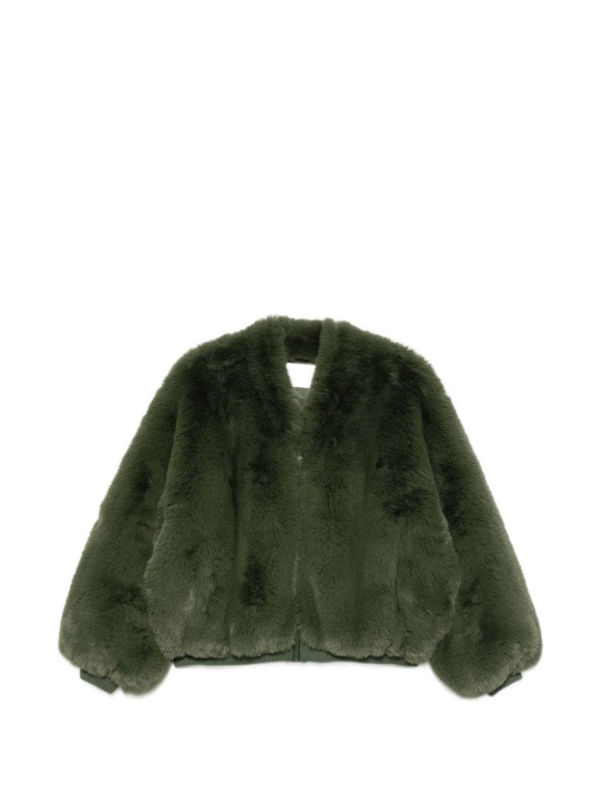 The Frankie Shop Cropped Plush Jacket With Faux Fur Texture And Ribbed Detailing
