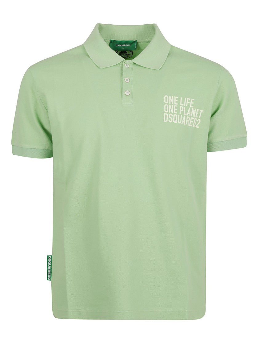 Dsquared2 Green Polo Shirt With Classic Collar