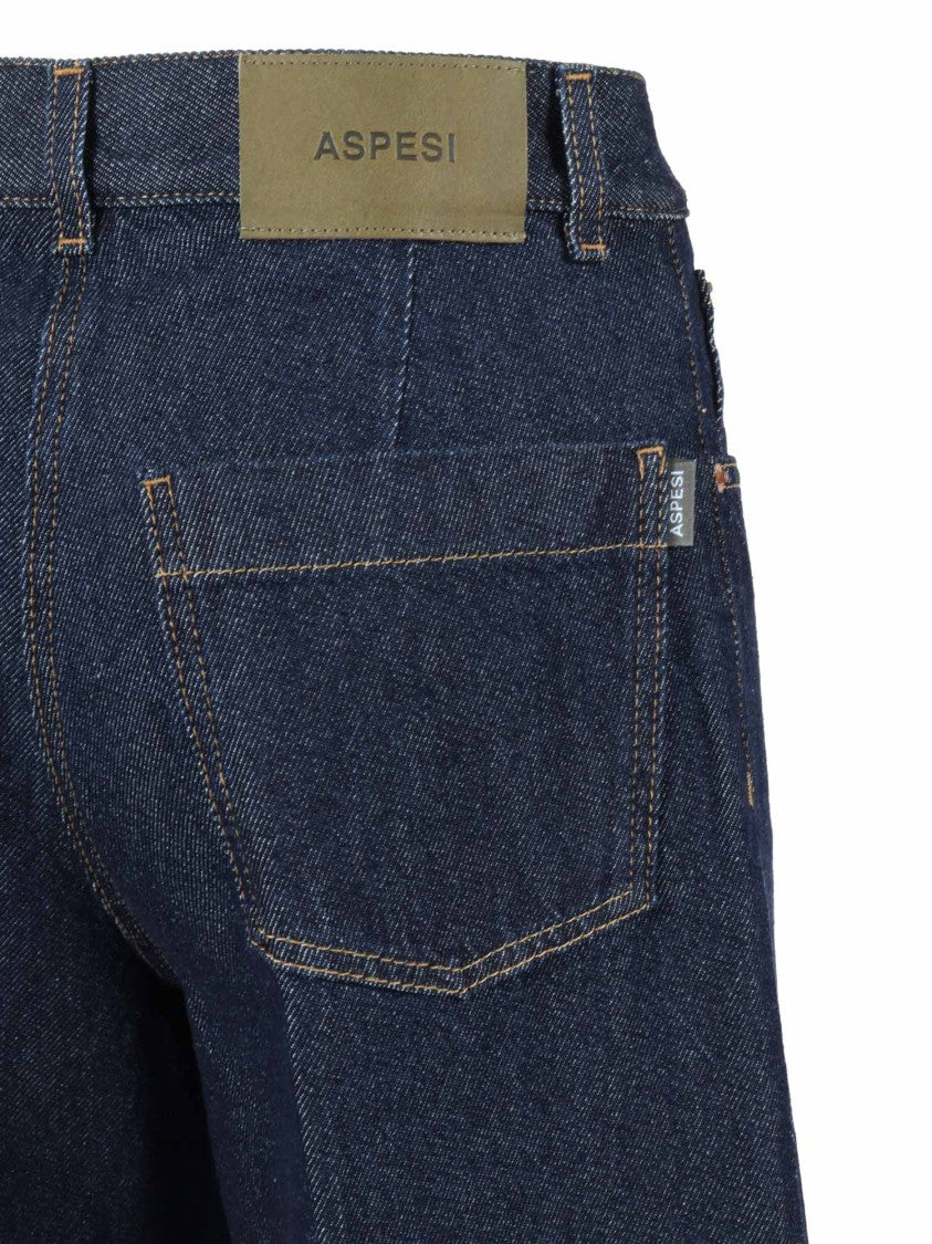 Aspesi Wide-Leg Denim Trousers With High Waist