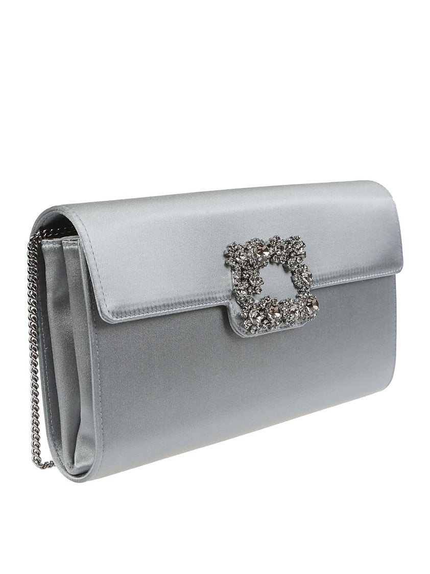 Roger Vivier Satin Finish Clutch With Embellished Clasp