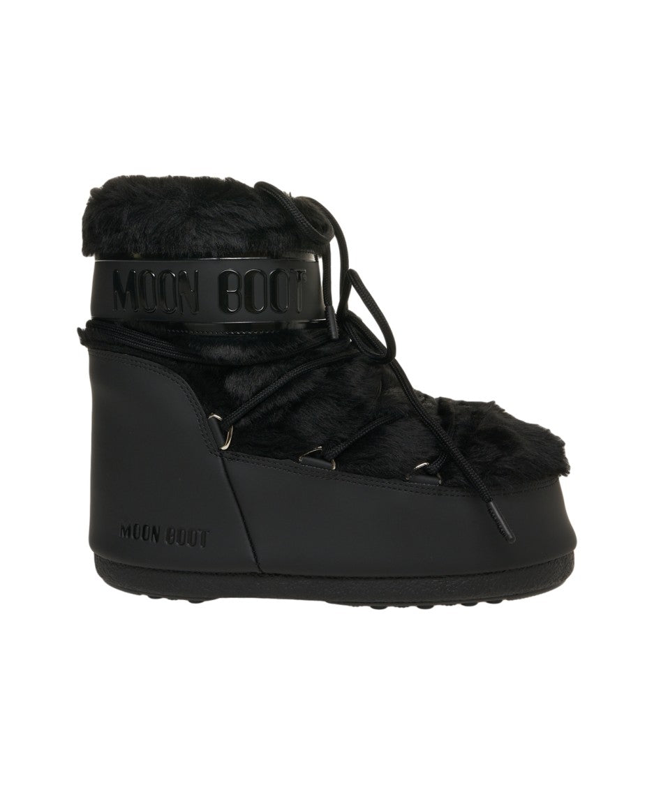 Moon Boot Iconic Faux Fur Ankle Boots With Lace-Up Detail