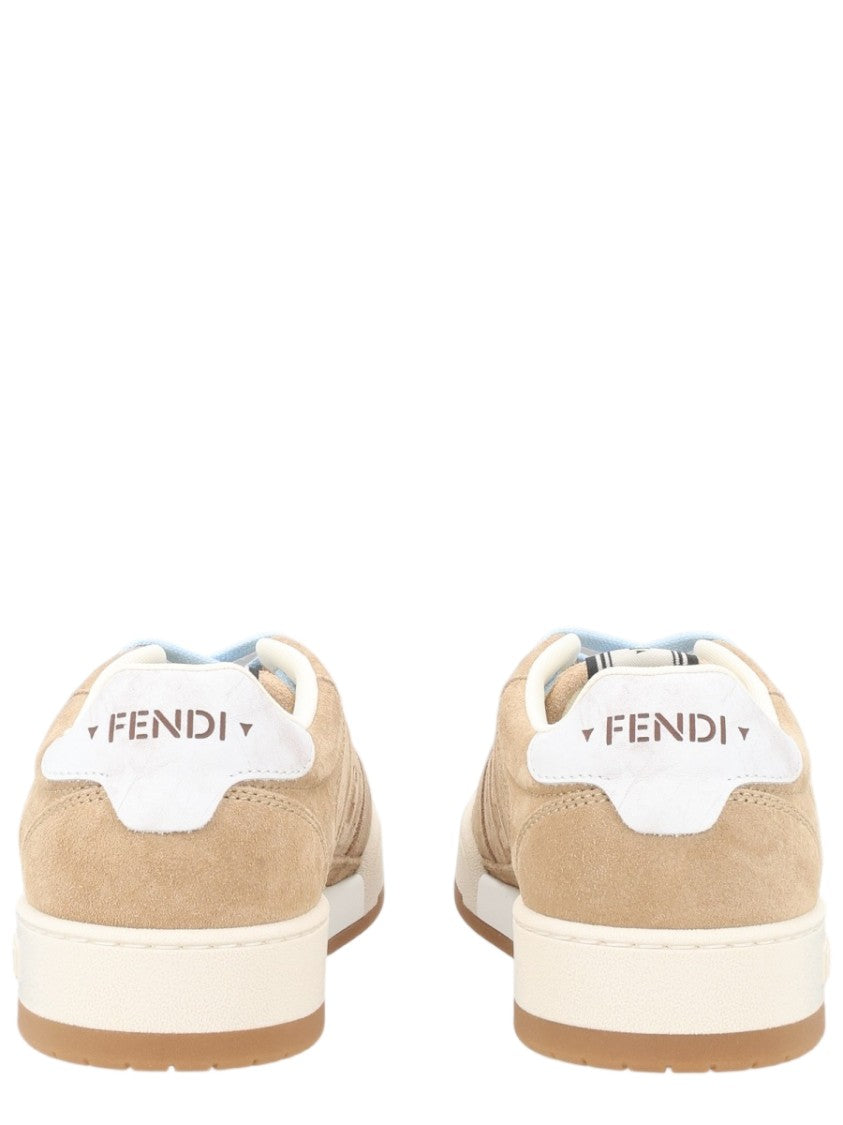 Fendi Beige Low-Top Calfskin Sneakers