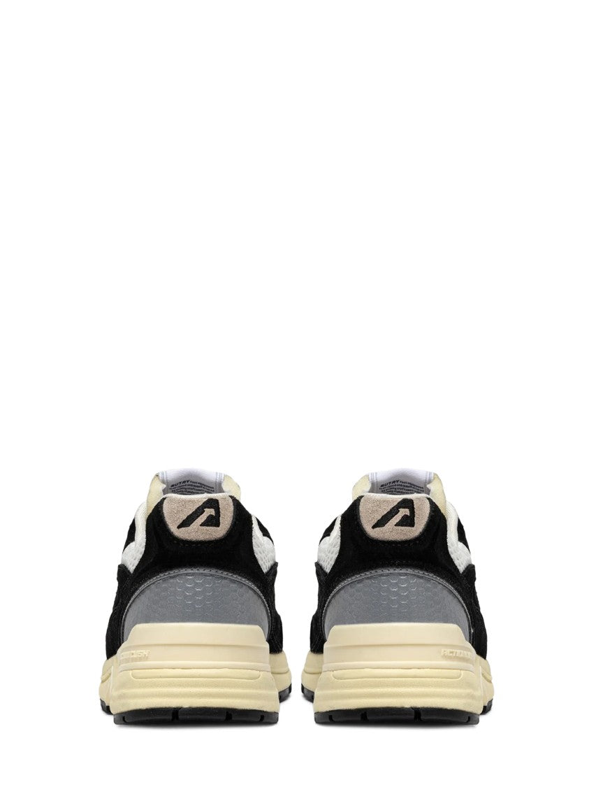 Autry Black Suede And Mesh Sneakers With Cream Cushioned Sole