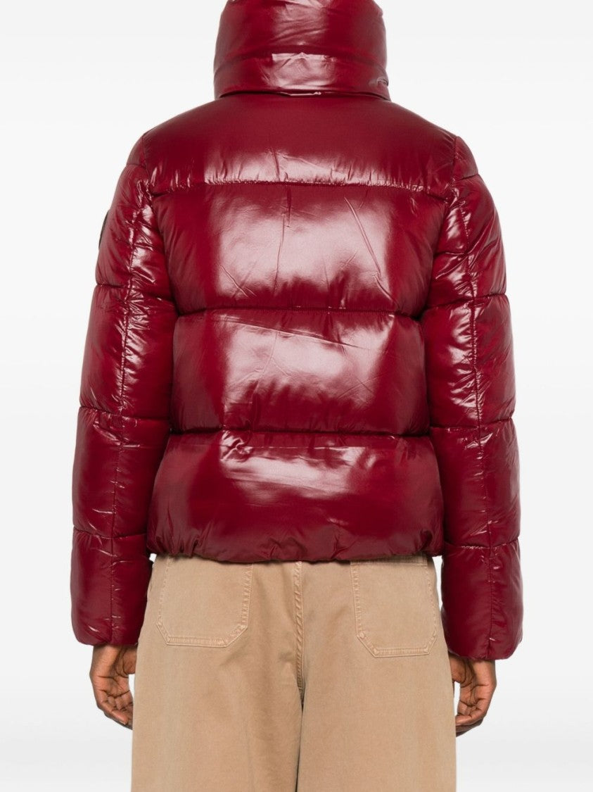 Save The Duck Quilted Cropped Puffer Jacket With Glossy Finish