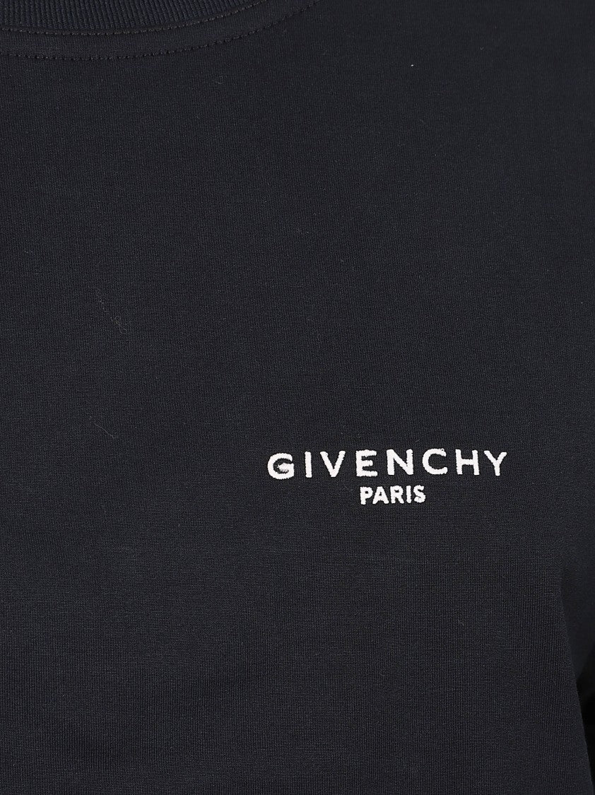 Givenchy Cropped T-Shirt With Ribbon Tie Sleeves And Centered Logo