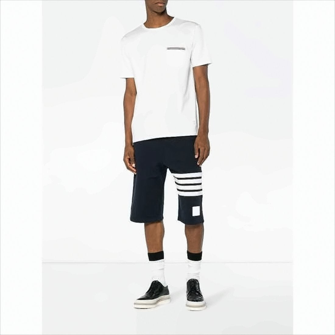 Thom Browne Short-Sleeved T-Shirt With Striped Pocket Detail