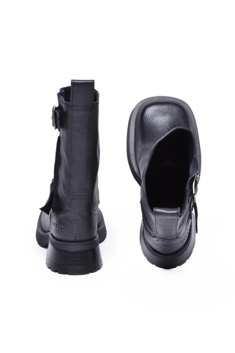 Miista Black Biker Ankle Boots