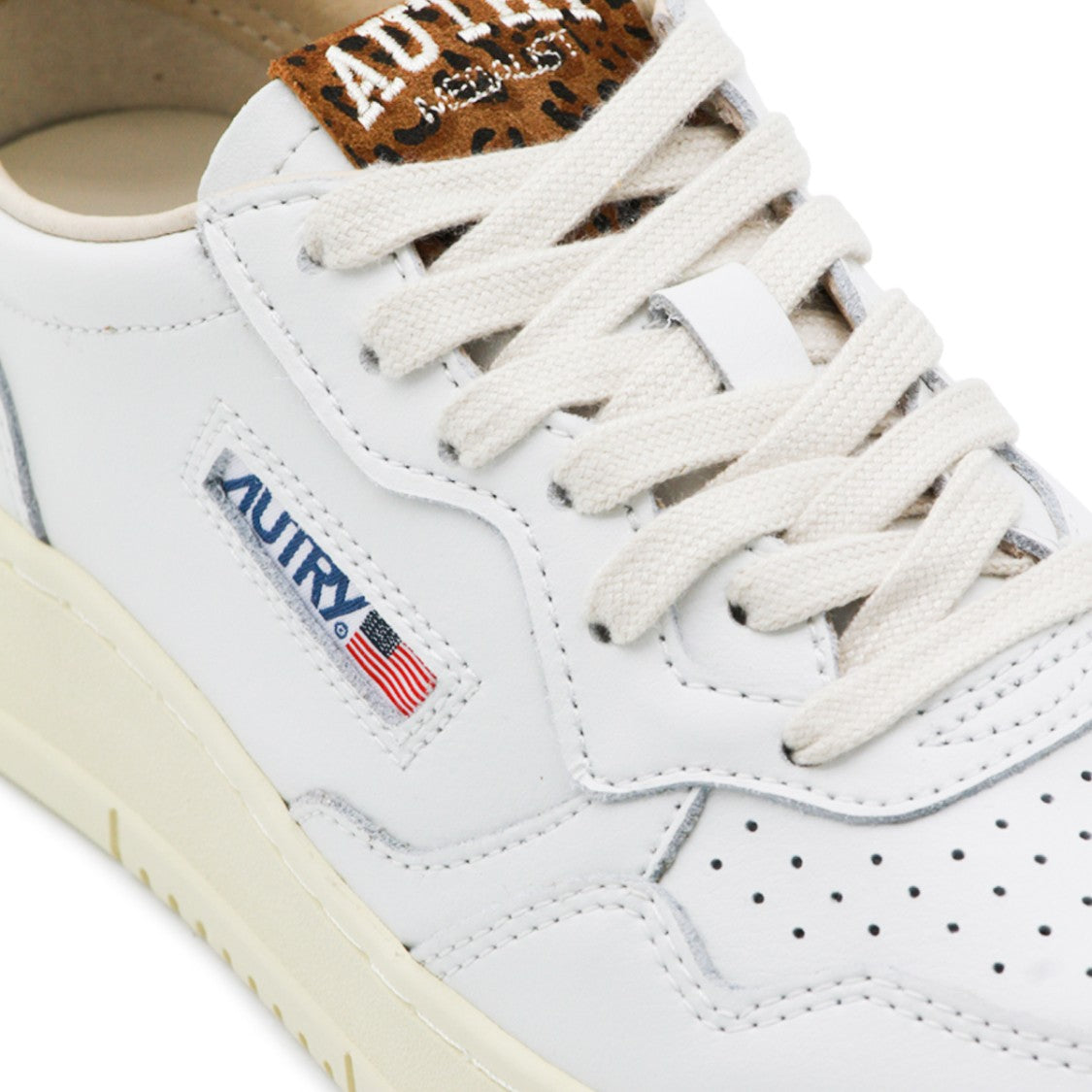 Autry White Leather Leopard Counter Sneakers