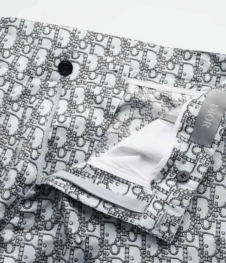 Christian Dior Monogram Pattern Silk Shorts With Tailored Fit