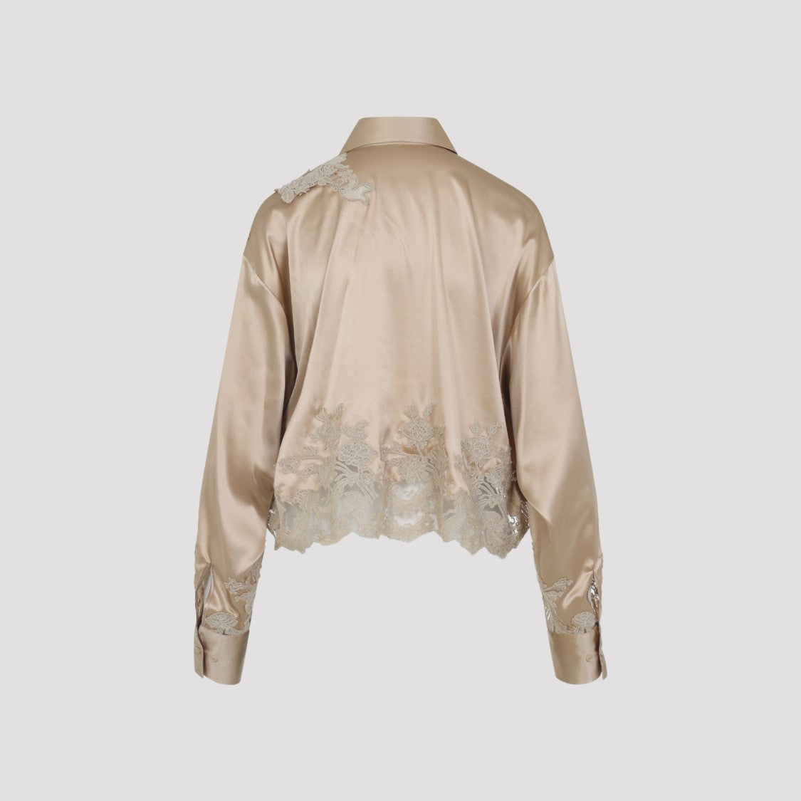 Ermanno Scervino Satin Light Brown Silk Shirt