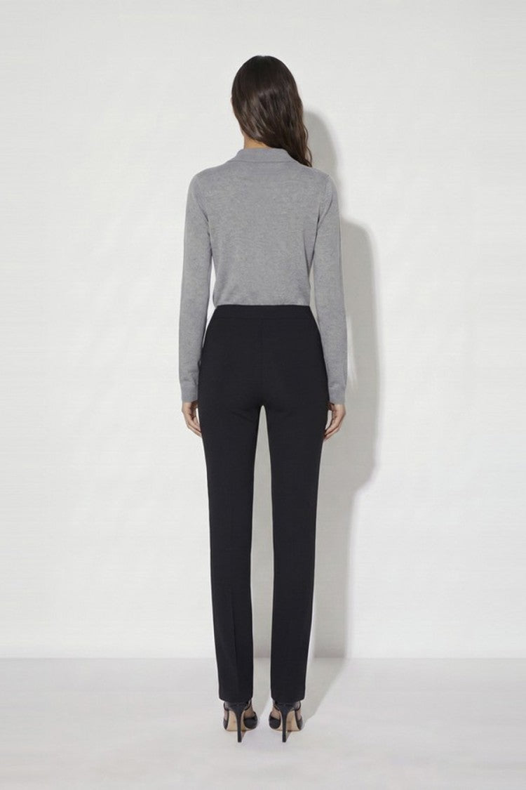 Elisabetta Franchi Black Polyester-Elastane Blend Buckle-Waist Trousers