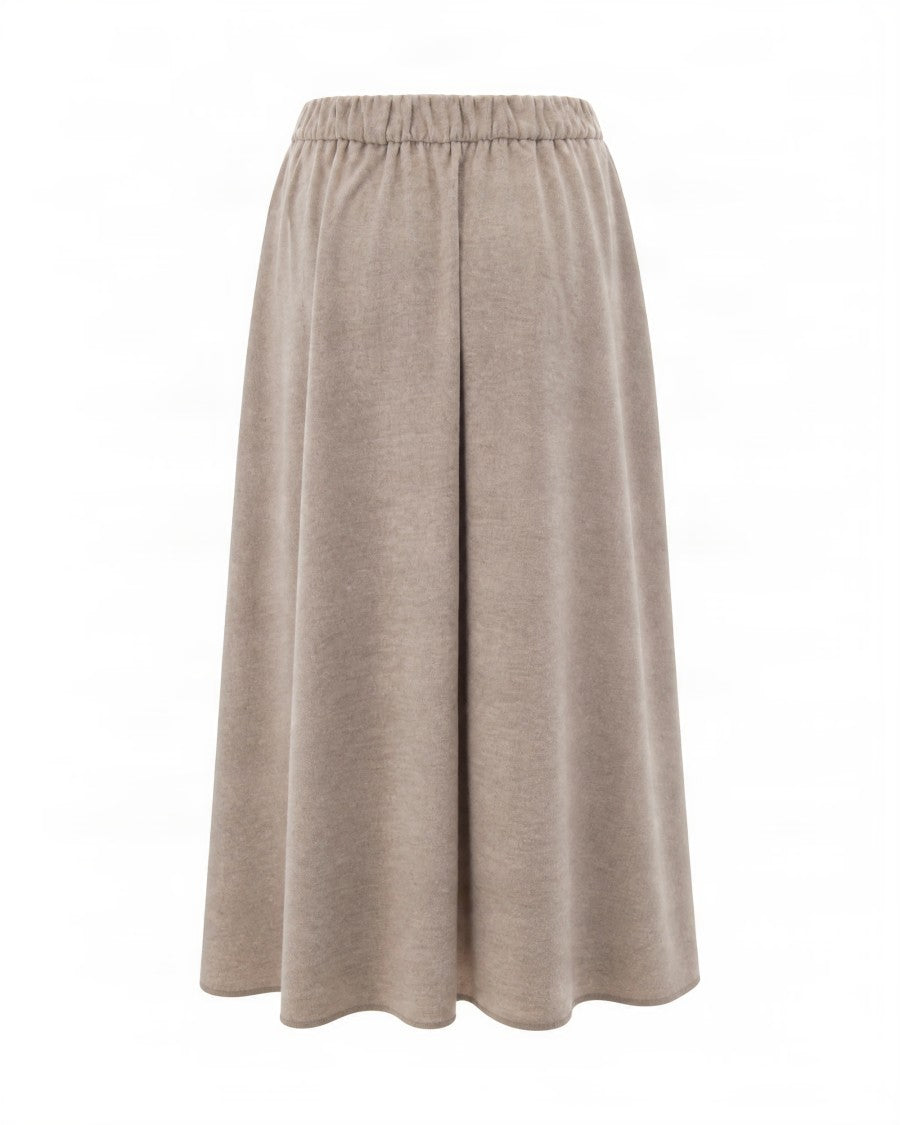 Herno Mid-Length Flannel Skirt With Elastic Drawstring Waist