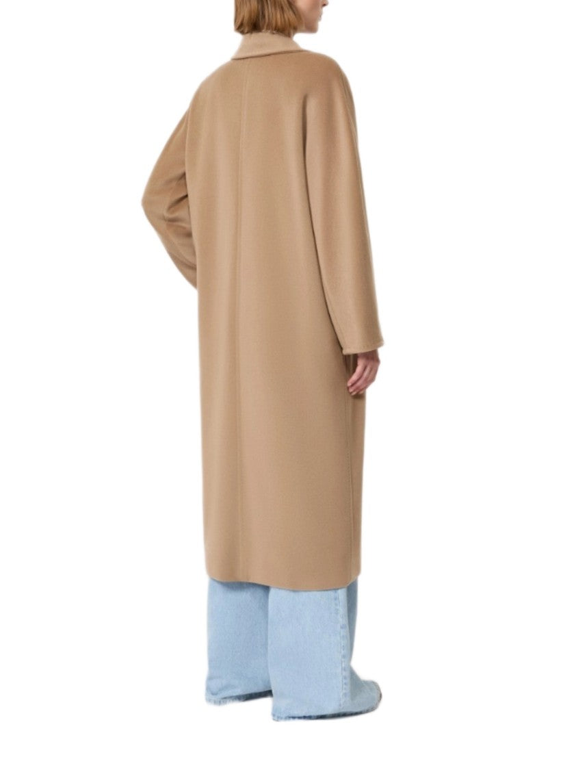 Max Mara Double-Breasted Camel Coat With Notched Lapel And Flap Pockets