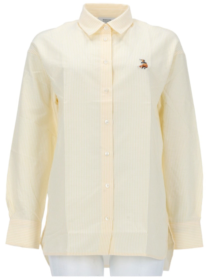 Maison Kitsuné Dreaming Fox Striped Cotton Casual Shirt