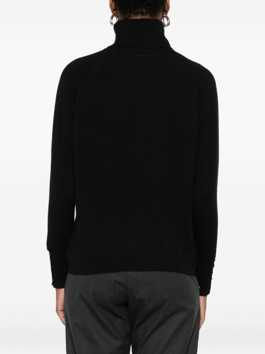 Alpha Studio Relaxed Fit Black Turtleneck Sweater