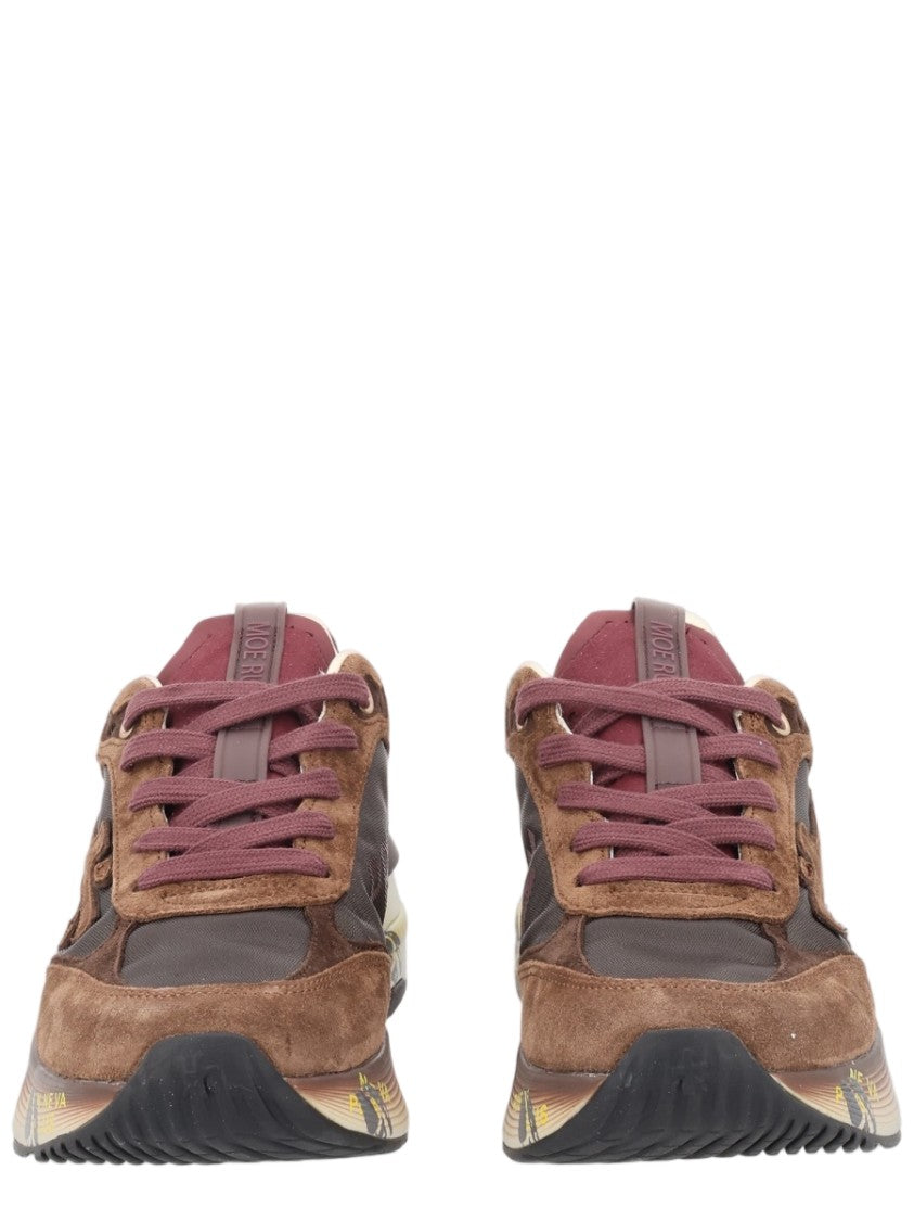 Premiata Brown Suede Fabric Panel Detailing Sneakers
