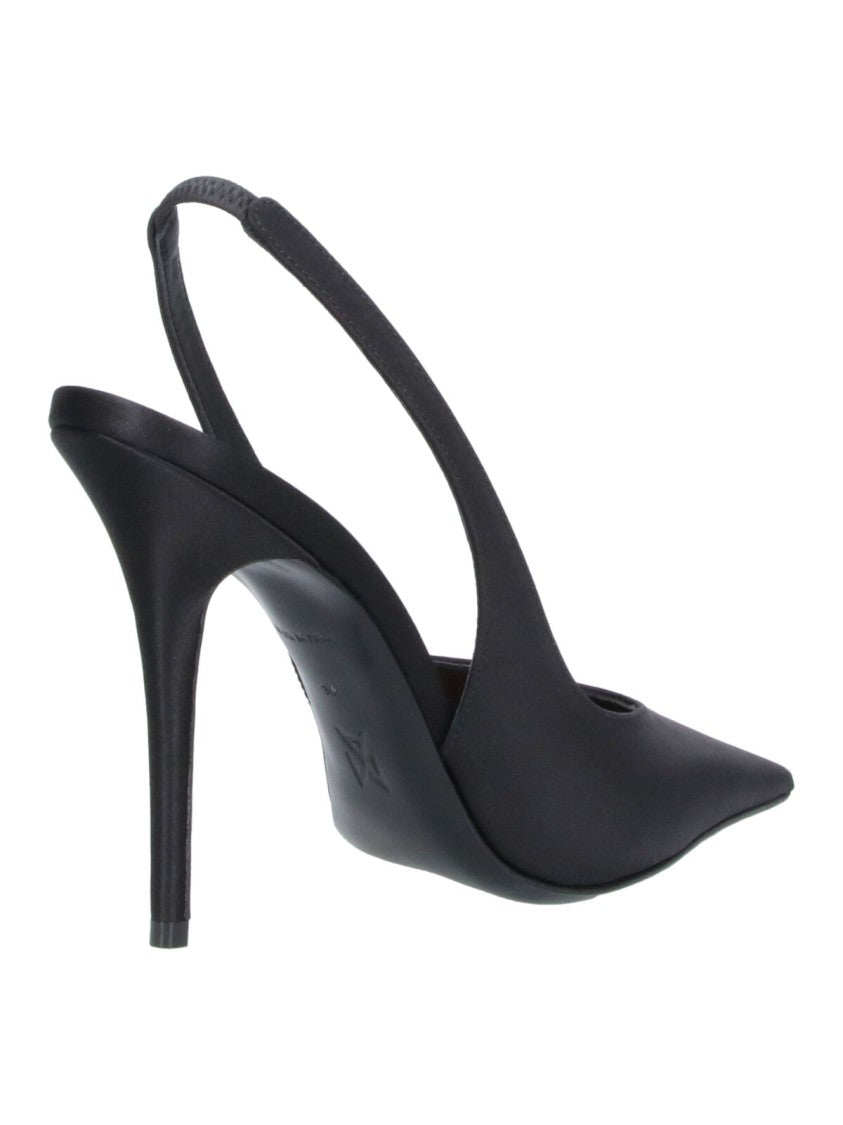 Amina Muaddi Black Anok 105 Silk Pointed Stiletto Pumps