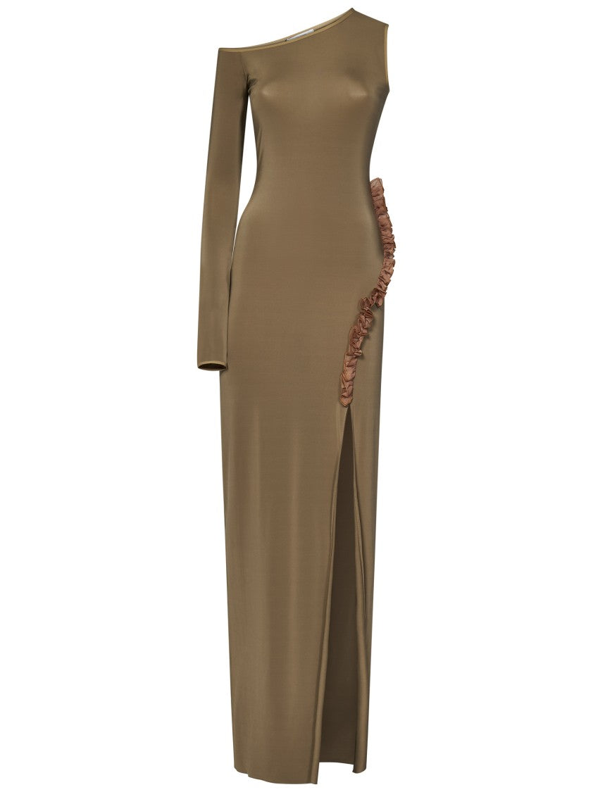 Nensi Dojaka One-Shoulder Green Dress