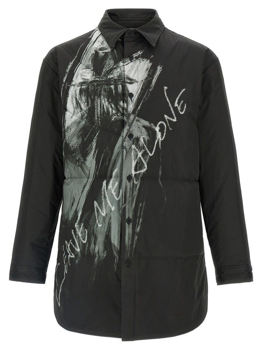 Yohji Yamamoto Lightweight Padded Nylon Overshirt With Abstract Front Print