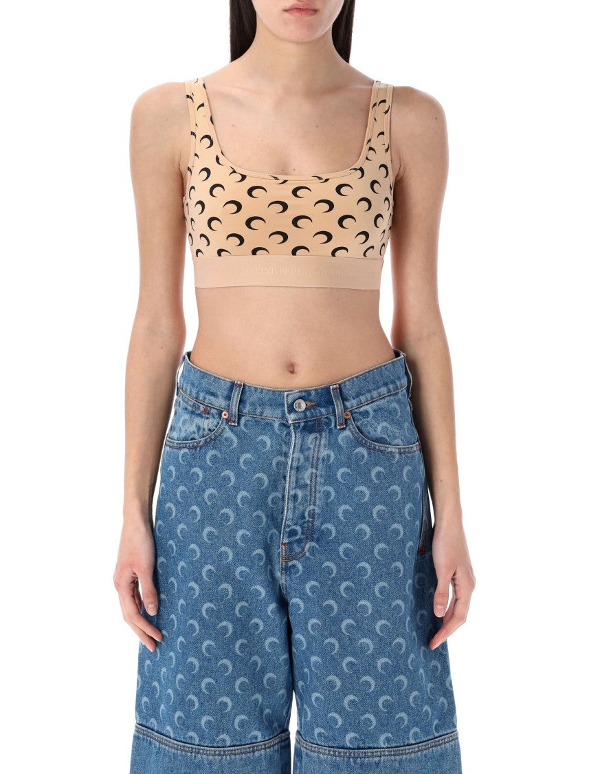 Marine Serre Crescent Moon Print Fitted Sports Bra