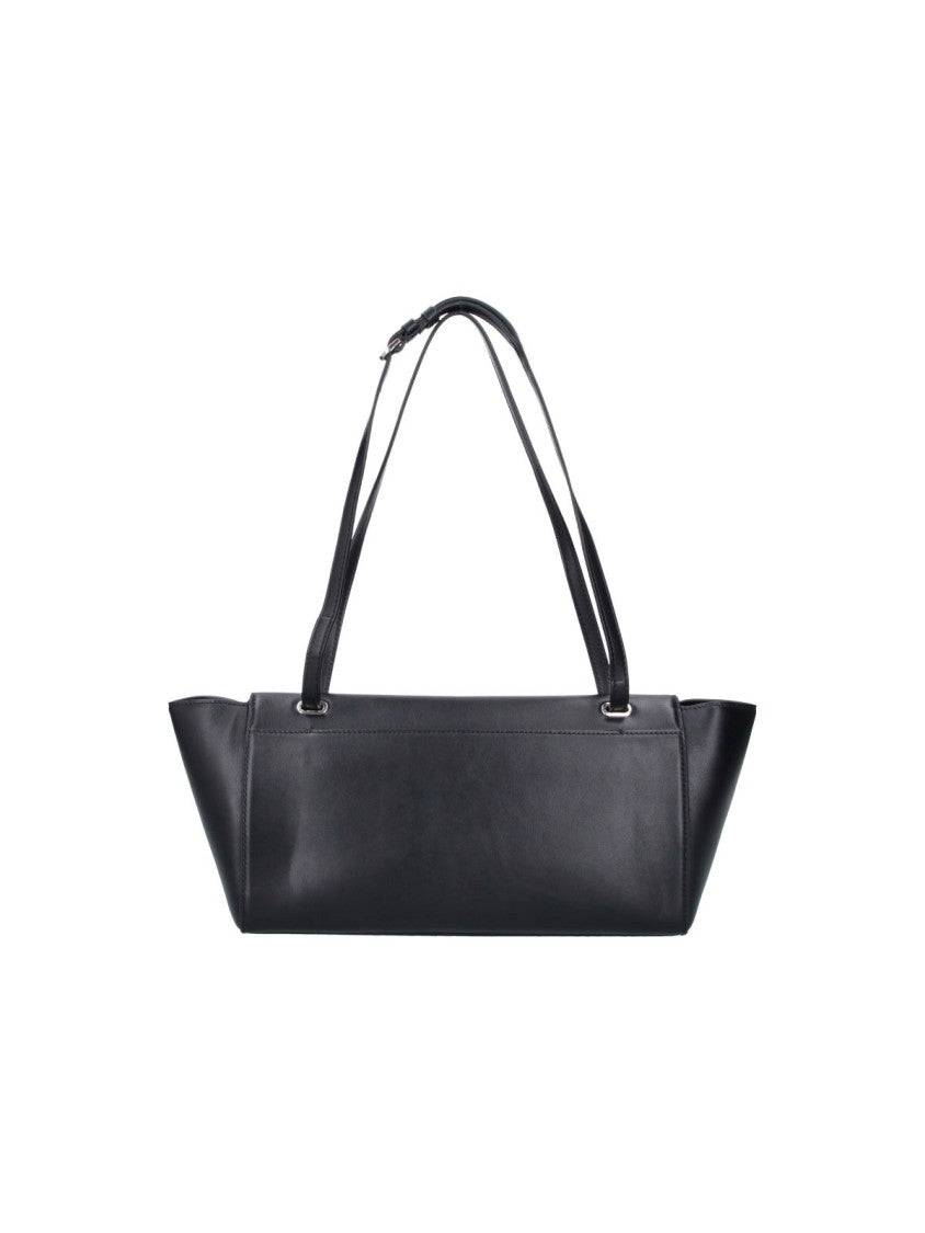 Savette Black Leather Symmetry Trapeze Shoulder Bag