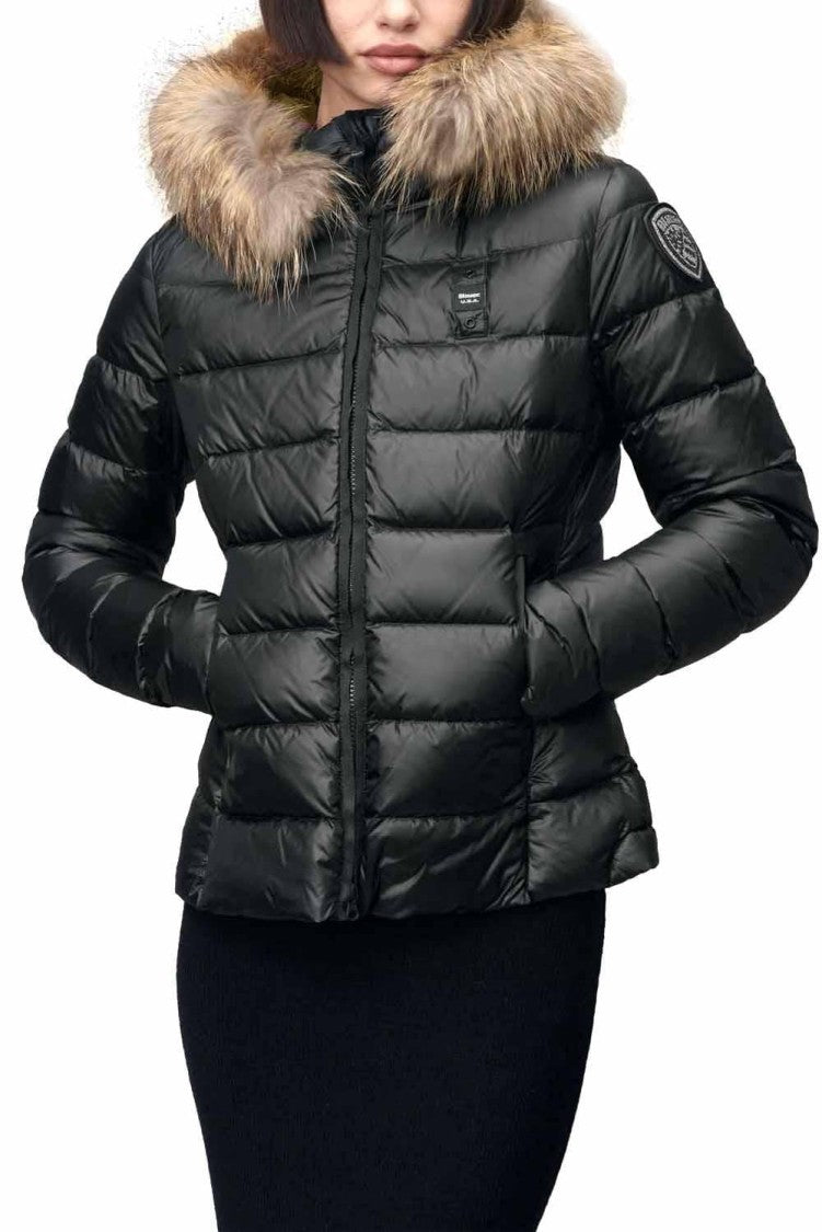 Blauer Puffer Coat With Detachable Hood