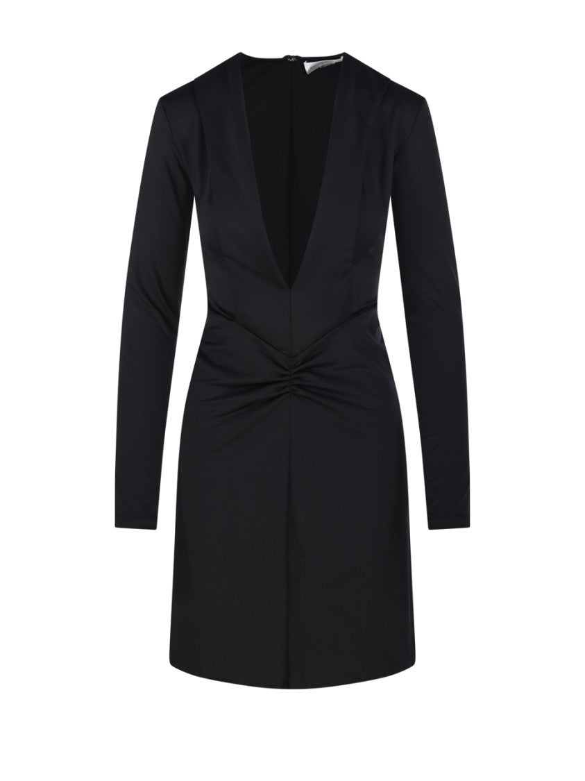 Victoria Beckham Long Sleeve V-Neck Mini Dress