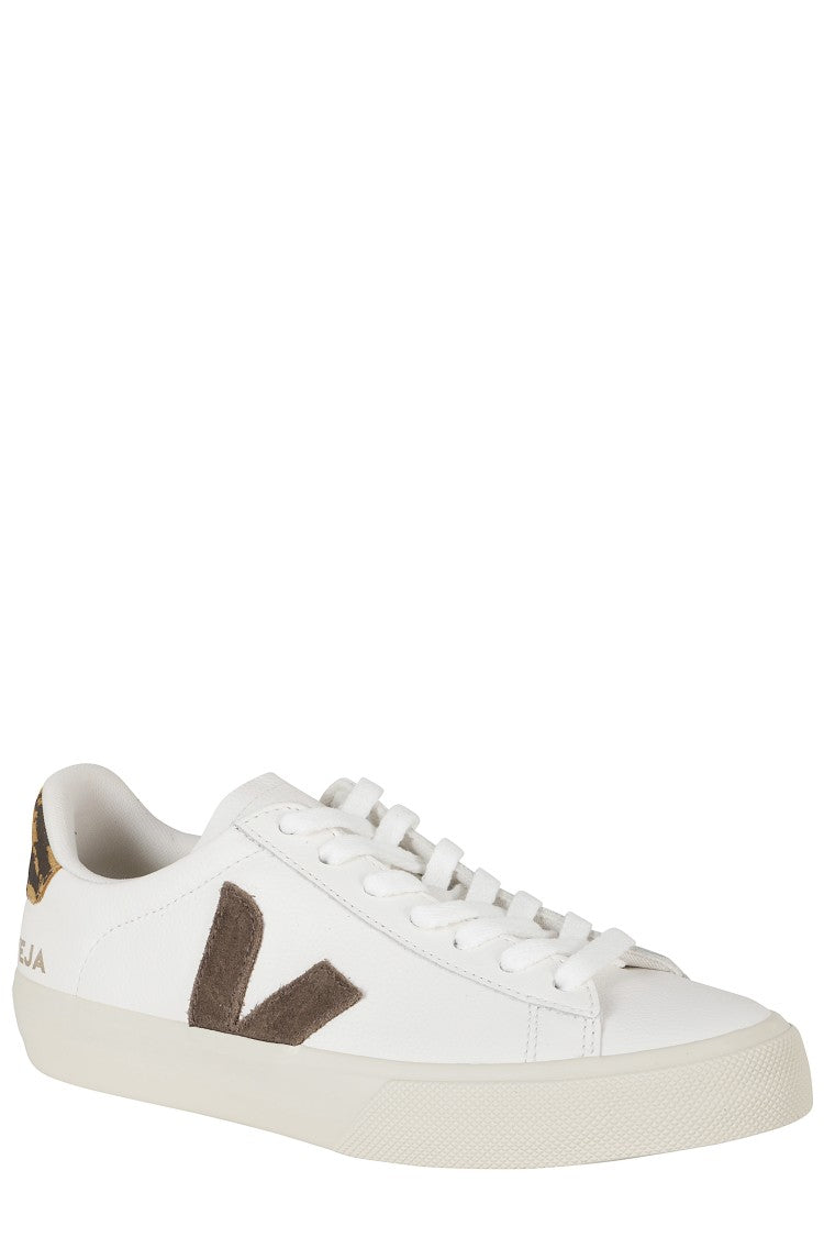 Veja White Campo Suede Logo Leather Low-Top Sneakers