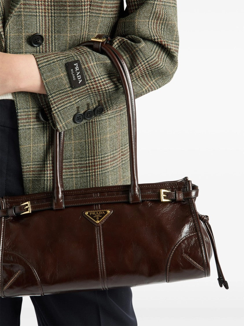 Prada Brown Bonnie Textured Leather Medium Shoulder Bag